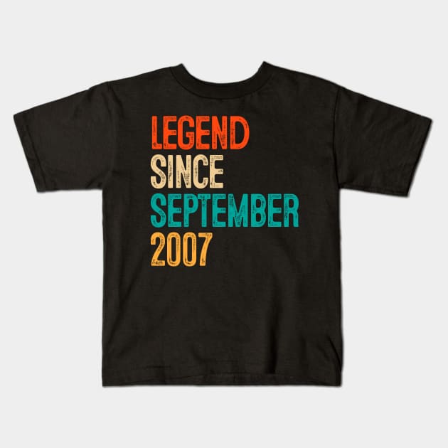 12th Birthday Legend Since September 2007 Gift 12 Year Old Kids T-Shirt by rhondamoller87